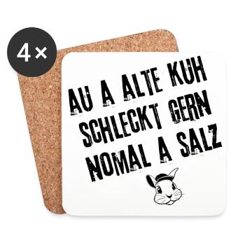 Alte Kuh's Salzleckerei | Redewendung - Untersetzer (4er-Set) - Weiß - Vorne