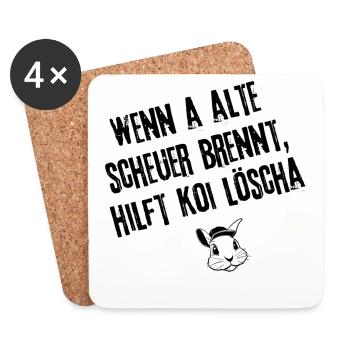Brennende Scheuer | Redewendung - Untersetzer (4er-Set) - Weiß - Vorne