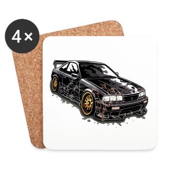 Auto - Illustration - Untersetzer (4er-Set) - Weiß - Vorne