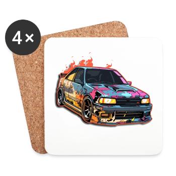 Car - Illustration - Coasters (set of 4) - white - Front