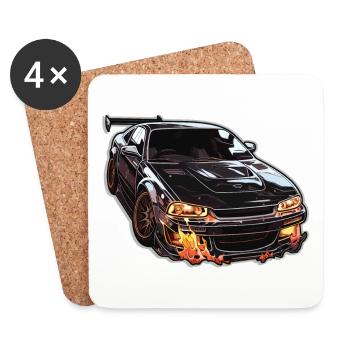 Car - Illustration - Coasters (set of 4) - white - Front