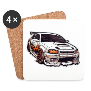 Auto - Illustration - Untersetzer (4er-Set) - Weiß - Vorne