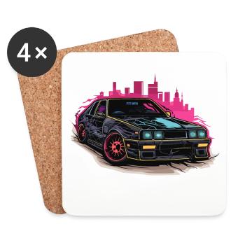 Car - Illustration - Coasters (set of 4) - white - Front
