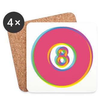 8 boules aux couleurs bonbon - glitch - Dessous de verre (lot de 4) - blanc - Devant