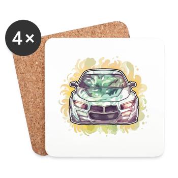 Voiture - Illustration - Dessous de verre (lot de 4) - blanc - Devant