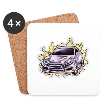 Voiture - Illustration - Dessous de verre (lot de 4) - blanc - Devant