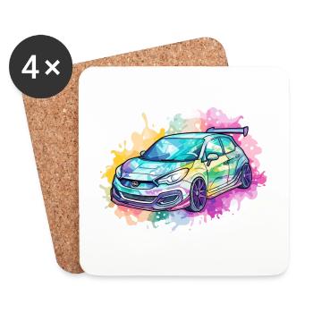 Voiture - Illustration - Dessous de verre (lot de 4) - blanc - Devant