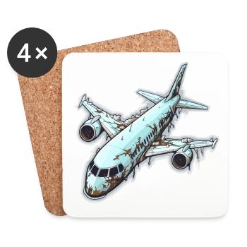 Flugzeug - Illustration - Untersetzer (4er-Set) - Weiß - Vorne