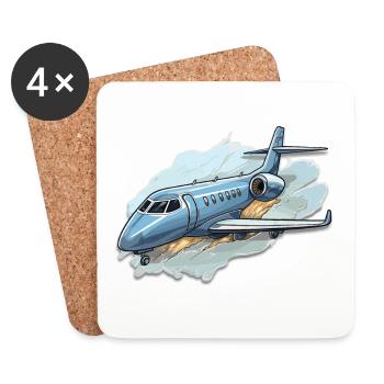 Flugzeug - Illustration - Untersetzer (4er-Set) - Weiß - Vorne