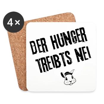 Hunger treibt's nei | Redewendung - Untersetzer (4er-Set) - Weiß - Vorne