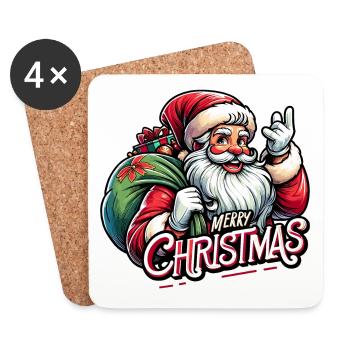 Merry Christmas - Santa Illustration - Untersetzer (4er-Set) - Weiß - Vorne