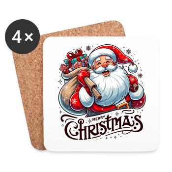 Merry Christmas - Santa Illustration - Untersetzer (4er-Set) - Weiß - Vorne