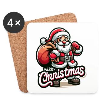 Merry Christmas - Santa Illustration - Untersetzer (4er-Set) - Weiß - Vorne