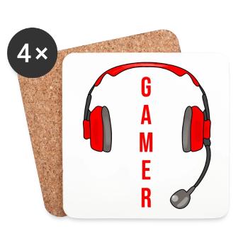 Casque de jeu Gamer Jeux de casque de jeu - Dessous de verre (lot de 4) - blanc - Devant