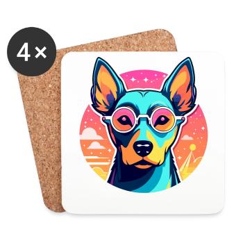 Doberman Dog Drawing - Coasters (set of 4) - white - Front