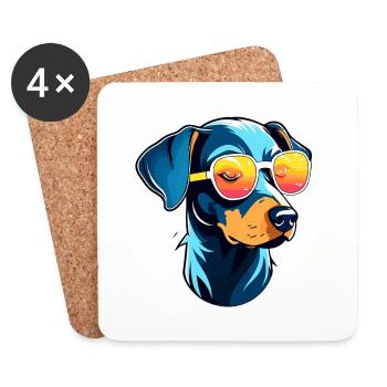 Doberman Dog Drawing - Coasters (set of 4) - white - Front