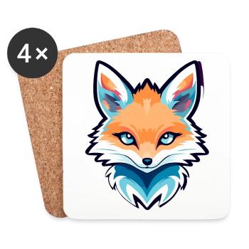 Dessin de renard - Dessous de verre (lot de 4) - blanc - Devant