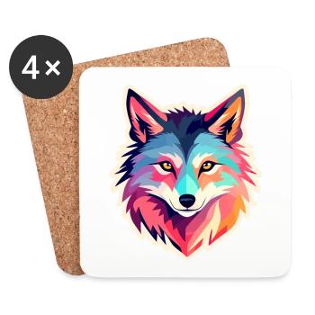 Dessin de loup - Dessous de verre (lot de 4) - blanc - Devant