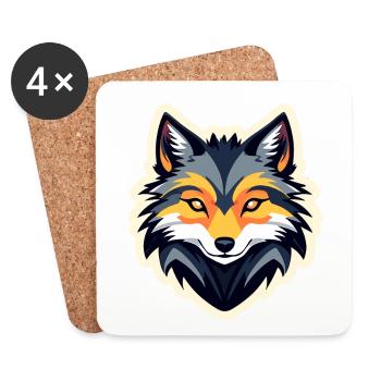 Dessin de loup - Dessous de verre (lot de 4) - blanc - Devant