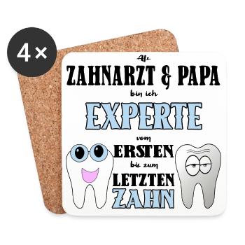 Zahnarzt Papa Zahnmediziner Vater Geschenk - Untersetzer (4er-Set) - Weiß - Vorne