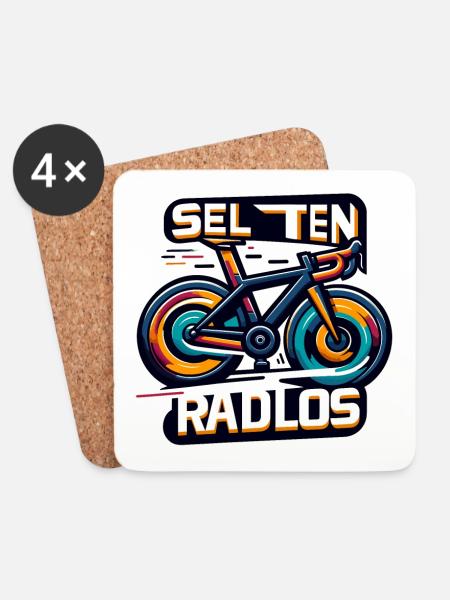 Selten Radlos - Fahrrad Illustration - Untersetzer (4er-Set) - Weiß
