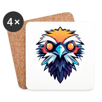 Dessin d’oiseau aigle - Dessous de verre (lot de 4) - blanc - Devant
