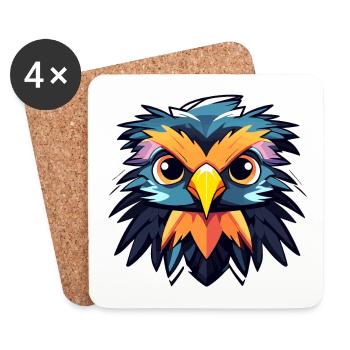 Dessin d’oiseau aigle - Dessous de verre (lot de 4) - blanc - Devant