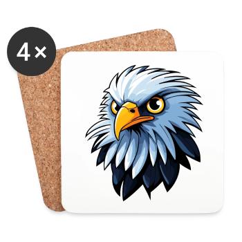Dessin d’oiseau aigle - Dessous de verre (lot de 4) - blanc - Devant
