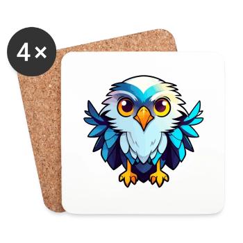 Dessin d’oiseau aigle - Dessous de verre (lot de 4) - blanc - Devant