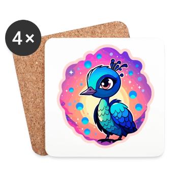 Peacock Bird Drawing - Coasters (set of 4) - white - Front