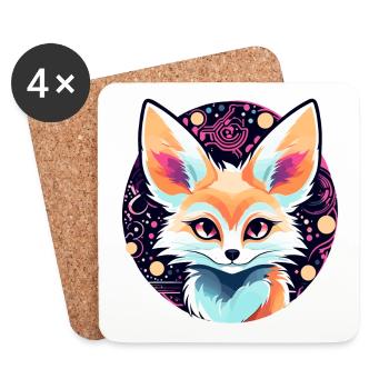 Dessin de Fennec renard du désert - Dessous de verre (lot de 4) - blanc - Devant