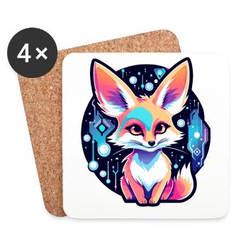 Desert Fox Fennec Drawing - Coasters (set of 4) - white - Front