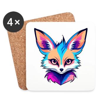 Dessin de Fennec renard du désert - Dessous de verre (lot de 4) - blanc - Devant