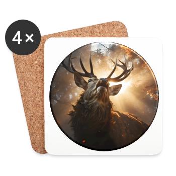Cerf rugissant dans la lumière du soir - Dessous de verre (lot de 4) - blanc - Devant