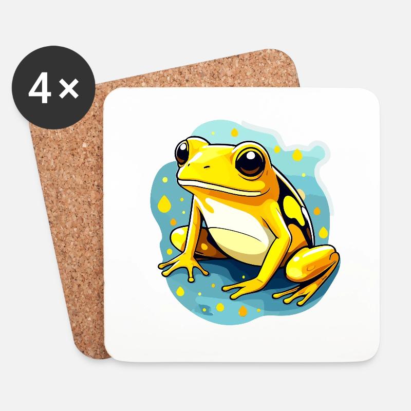 Pfeilgiftfrosch Frosch Zeichnung - Untersetzer (4er-Set) - Weiß
