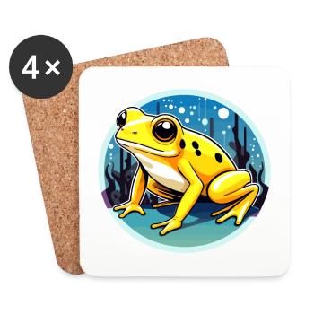 Pfeilgiftfrosch Frosch Zeichnung - Untersetzer (4er-Set) - Weiß - Vorne