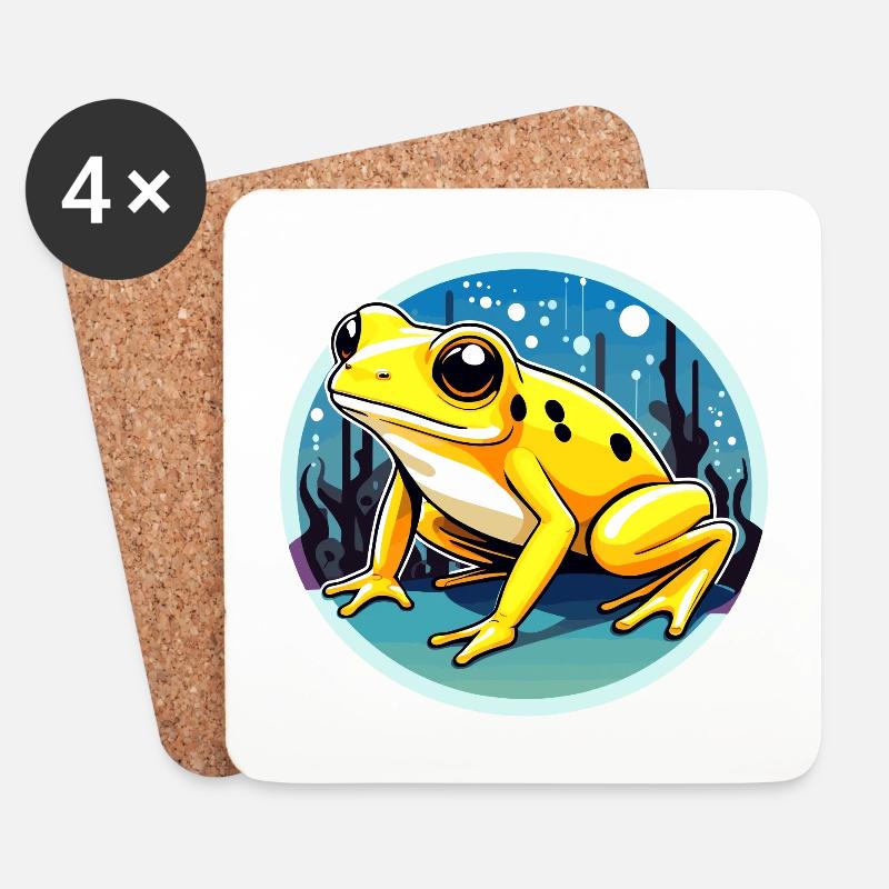 Pfeilgiftfrosch Frosch Zeichnung - Untersetzer (4er-Set) - Weiß