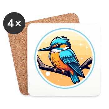 Kingfisher Bird Drawing - Coasters (set of 4) - white - Front