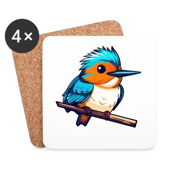 Eisvogel Vogel Zeichnung - Untersetzer (4er-Set) - Weiß - Vorne