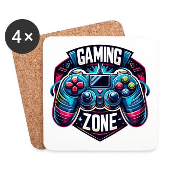 Gaming Zone - Illustration de la manette - Dessous de verre (lot de 4) - blanc - Devant