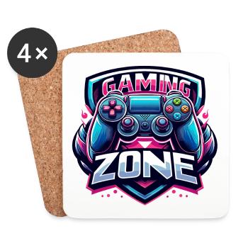 Gaming Zone - Illustration de la manette - Dessous de verre (lot de 4) - blanc - Devant