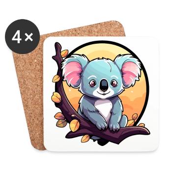 Dessin de koala - Dessous de verre (lot de 4) - blanc - Devant