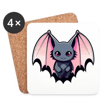 Fledermaus Illustration - Untersetzer (4er-Set) - Weiß - Vorne