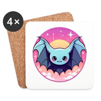 Bat Illustration - Coasters (set of 4) - white - Front