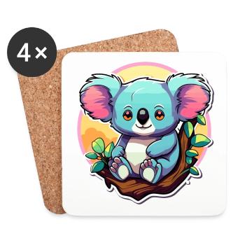 Dessin de koala - Dessous de verre (lot de 4) - blanc - Devant