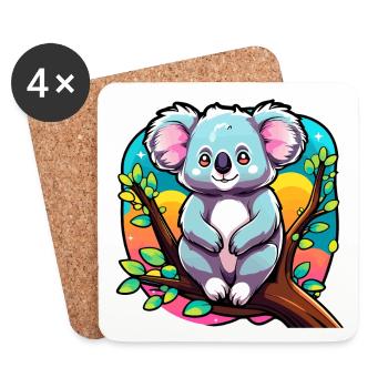 Dessin de koala - Dessous de verre (lot de 4) - blanc - Devant