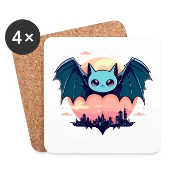 Fledermaus Illustration - Untersetzer (4er-Set) - Weiß - Vorne