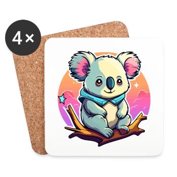 Dessin de koala - Dessous de verre (lot de 4) - blanc - Devant