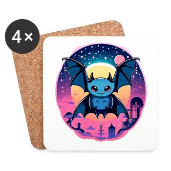 Bat Illustration - Coasters (set of 4) - white - Front