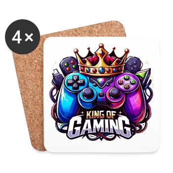 King of Gaming - Controller und Krone Illustration - Untersetzer (4er-Set) - Weiß - Vorne